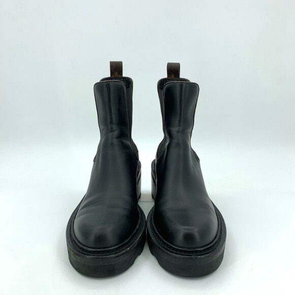 Louis Vuitton Black Leather Mid-Calf Boots 36.5 Thick Sole Slight Wear - Picture 3 of 9